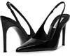 Steve Madden Reyes Women's 10 Black Leather Pointed Toe Slingback Heels Fzp578 In Black