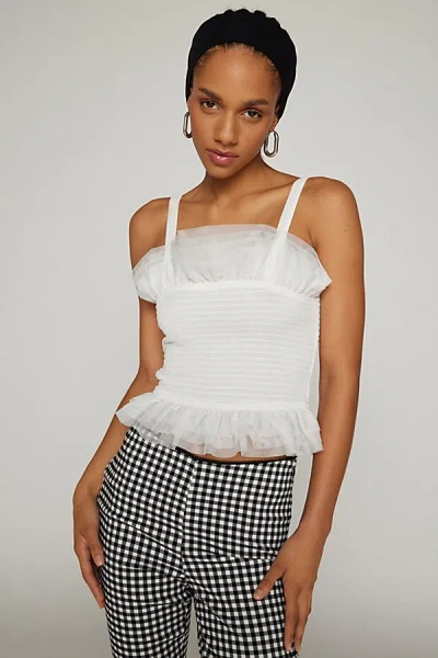 Steve Madden Rhiannon Smocked Cropped Top In Ivory, Women's At Urban Outfitters