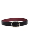 Steve Madden Rhinestone Buckle Faux Leather Belt In Multi