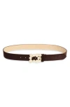 Steve Madden Rhinestone Buckle Velvet Belt In Brown