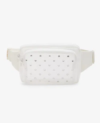 Steve Madden Rhinestone Mesh Fanny Pack In White
