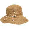 Steve Madden Rhinestone Straw Bucket Hat In Tan