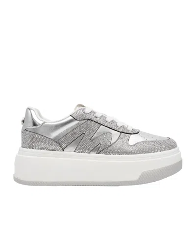 Steve Madden Rhinestone-embellished Platform Sneakers In Silver
