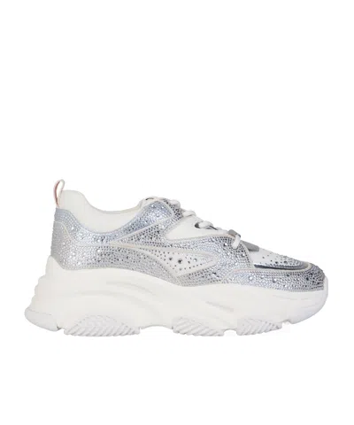 Steve Madden Rhinestone-encrusted Dad Sneakers In White