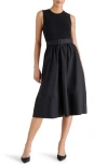 Steve Madden Rhodes Mixed Media Midi Dress In Black