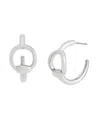 Steve Madden Rhodium Collegiate C Link Hoop Earrings In Silver
