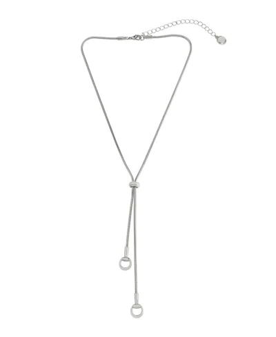 Steve Madden Rhodium Collegiate Link Y-necklace In Silver
