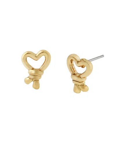 Steve Madden Rhodium Heart Knot Stud Earrings In Gold