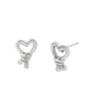 Steve Madden Rhodium Heart Knot Stud Earrings In Silver