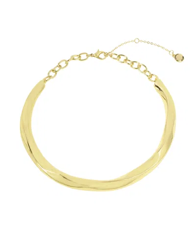 Steve Madden Rhodium Woven Twist Collar Necklace In Gold