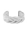 Steve Madden Rhodium Woven Twist Cuff Bracelets In Rhodium