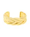 Steve Madden Rhodium Woven Twist Cuff Bracelets In Gold