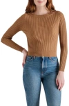 Steve Madden Rib Boat Neck Sweater In Brown