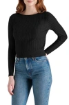 Steve Madden Rib Boat Neck Sweater In Black