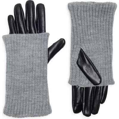 Steve Madden Rib Knit Faux Leather Gloves In Multi