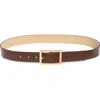 Steve Madden Ribbed Buckle Faux Leather Belt In Brown