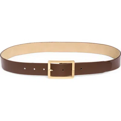 Steve Madden Ribbed Buckle Faux Leather Belt In Brown