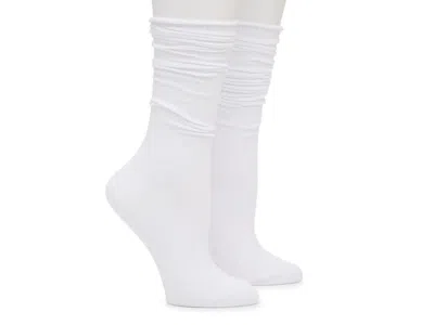 Steve Madden Ribbed Slouch Crew Socks 2 Pack In White