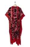 Steve Madden Ribbon & Chain Print Duster In Red