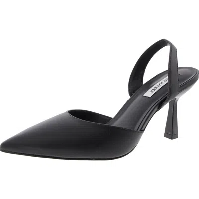 Steve Madden Ribbon Womens Faux Leather Slingback Heels In Black