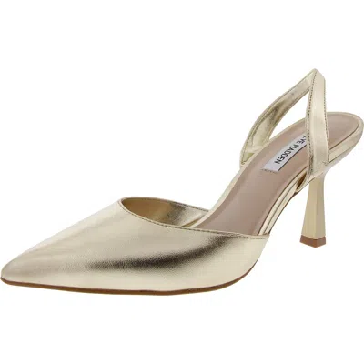 Steve Madden Ribbon Womens Faux Leather Slingback Heels In Gold