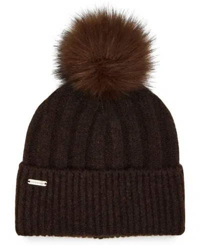Steve Madden Rib-lined Classic Beanie In Brown