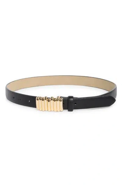 Steve Madden Ridged Plaque Belt In Black