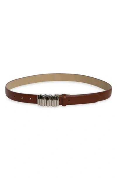 Steve Madden Ridged Plaque Belt In Brown