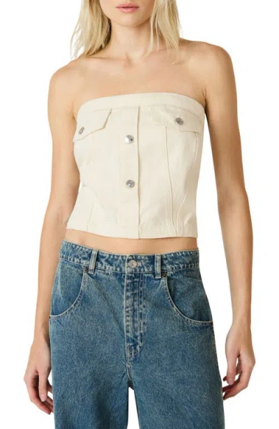 Steve Madden Rietta Strapless Denim Top In Neutral