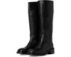 Steve Madden Riggs Boots Women'sblack Leather Square Toe Knee-high Zogg1641 In Black