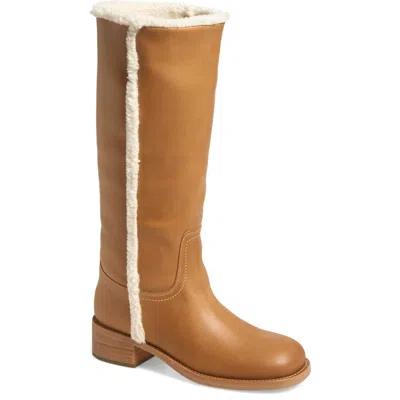 Steve Madden Riggs Faux Shearling Lined Tall Boot In Banana Leather