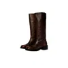 Steve Madden Riggs Knee High Boots Brown Distressed Rigg03s1 Women's In Brown
