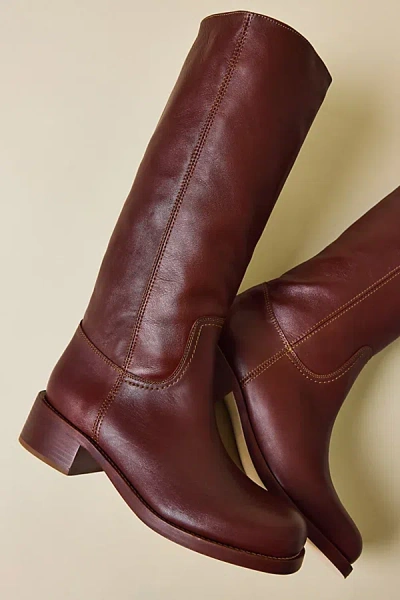 Steve Madden Riggs Tall Leather Boot In Rust, Women's At Urban Outfitters In Burgundy