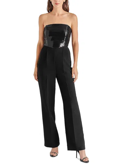 Steve Madden Riki Womens Sequin Strapless Jumpsuit In Black