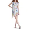 Steve Madden Rinna Abstract Print Asymmetric Hem Dress In Blue Multi