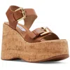 Steve Madden Rive04s1 Womens Buckle Leather Wedge Heels In Brown