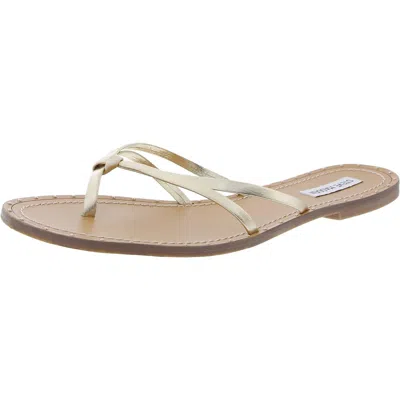 Steve Madden Rivera Womens Metallic Leather Thong Sandals