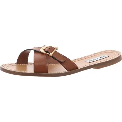 Steve Madden Rizz Womens Criss-cross Leather Slide Sandals In Multi