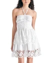 Steve Madden Robyn Layered Lace Ruffle Halter Dress In White