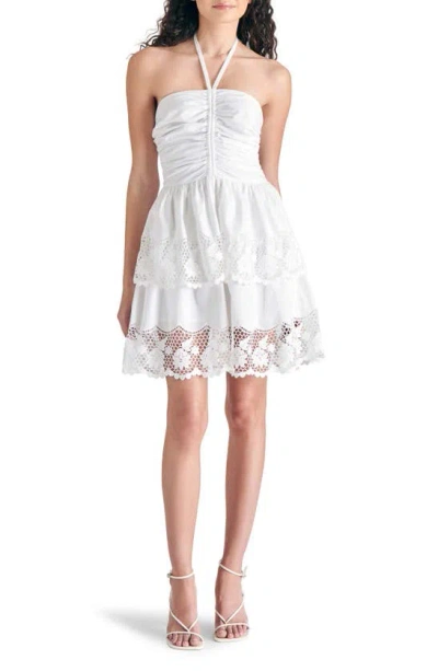 Steve Madden Robyn Layered Lace Ruffle Halter Dress In White