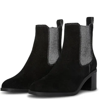 Steve Madden Rockwell Boots Women's Black Suede Block Heel Bootie Htat406