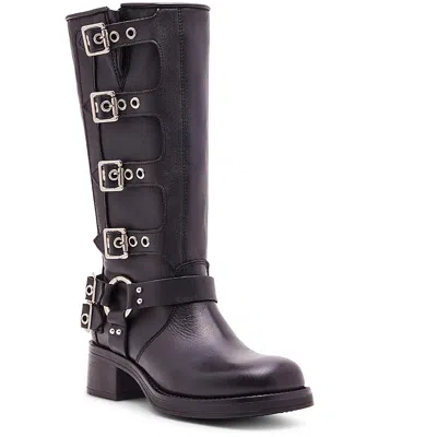 Steve Madden Rocky Womens Harness Leather Motorcycle Boots In Black