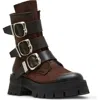 Steve Madden Roland Womens Buckle Leather Mid-calf Boots In Brown Leather