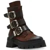 Steve Madden Roland Womens Buckle Leather Mid-calf Boots In Brown