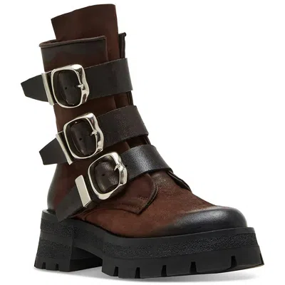 Steve Madden Roland Womens Buckle Leather Mid-calf Boots In Brown