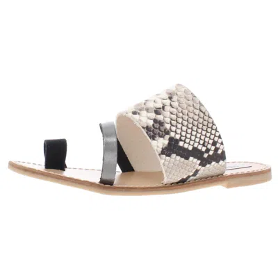 Steve Madden Ronny Womens Leather Snake Print Flat Sandals In Multi