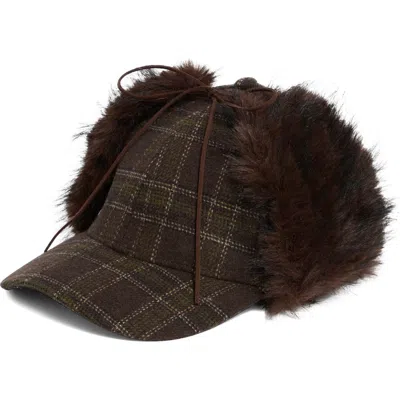 Steve Madden Rory Brushed Plaid Baseball Cap In Multi