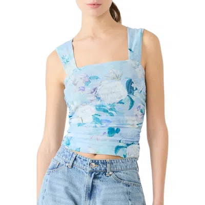 Steve Madden Rory Floral Square Neck Top In Blue