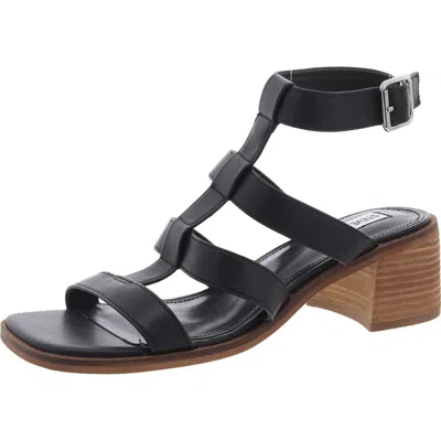 Steve Madden Rory Womens Adjustable Faux Leather Block Heel In Black