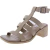 Steve Madden Rory Womens Adjustable Faux Leather Block Heel In Grey